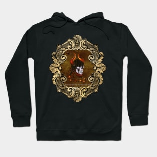 Awesome viking skull with helmet, viking ship and flame Hoodie